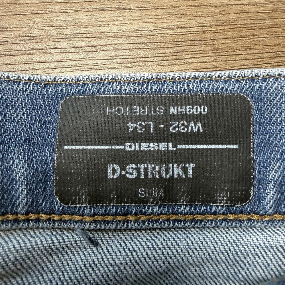 Diesel D-Strukt Jeans Men 32x34 Blue Slim Fit Stretch Italian Design Faded 009HN - Picture 7 of 15